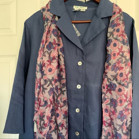 Ulla Popken Tops - Ulla Popken Dusty Blue Linen Relaxed Fit Shirt 20/22